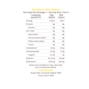 Coconut Water Yuzu - 500ml - Info